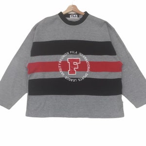 Vintage!! FILA International Sports Big Spell Out Big Logo Sweater Sweatshirt Crewneck Oversize Colourblock