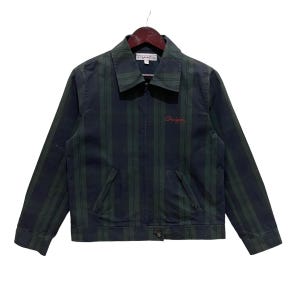 Chevignon Green Tartan Zipper Cropped Jacket