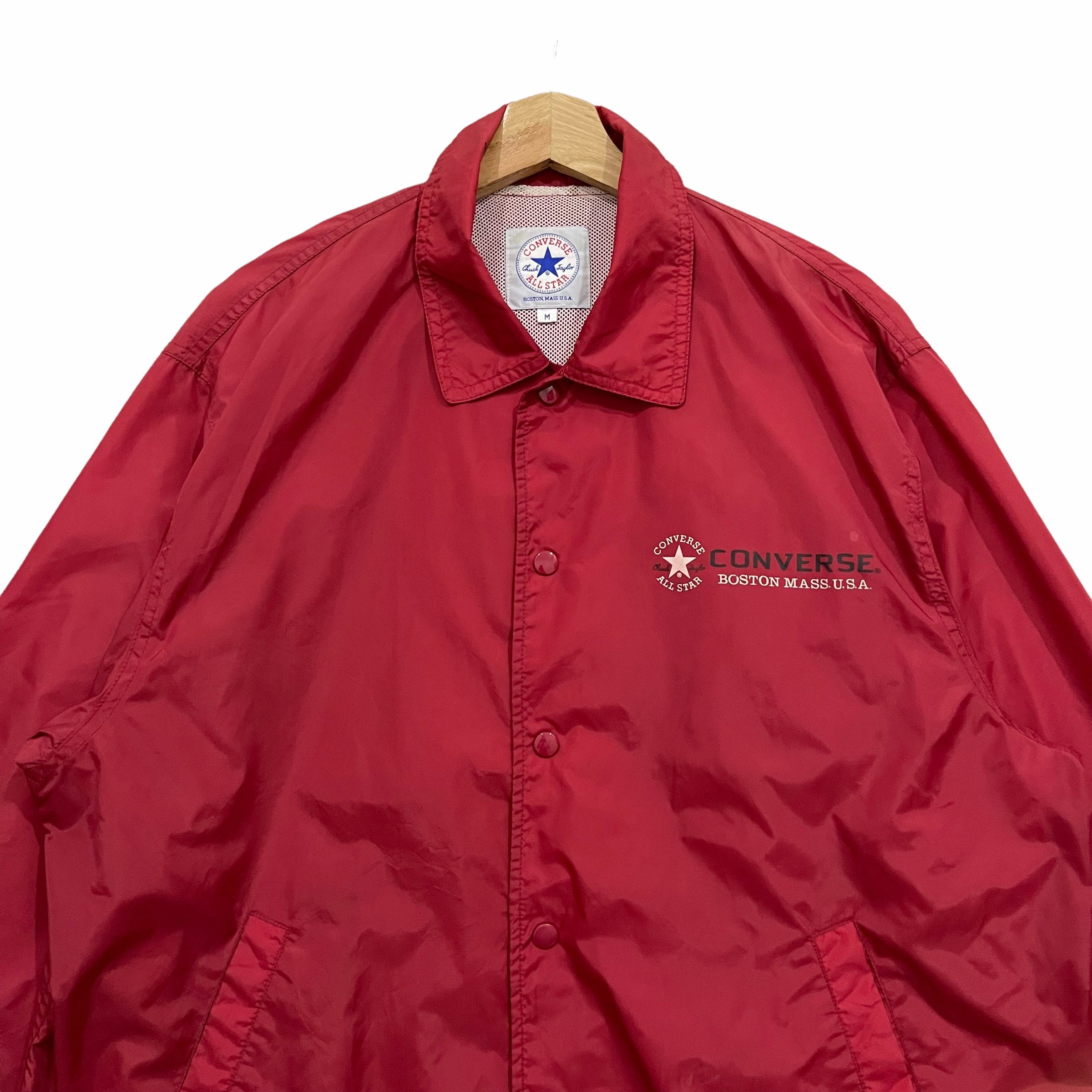 Vintage 90s Converse All Star Snap Button Windbreaker Coach Jacket 