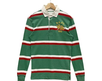 vintage Polo Ralph Lauren - Sweat-shirt avec broderie rugby et col rayé