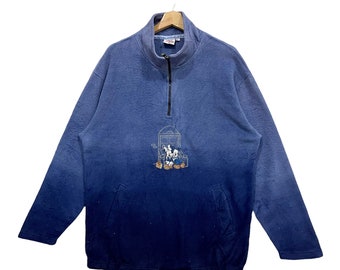 Vintage!! Mickey Mouse Disney Store Disneyland Quarter Zipper Sweater Sweatshirt