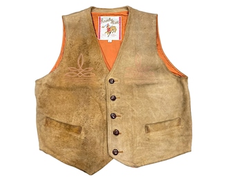 Rare!! Vintage NAVAJO Cowboy Leather Vest