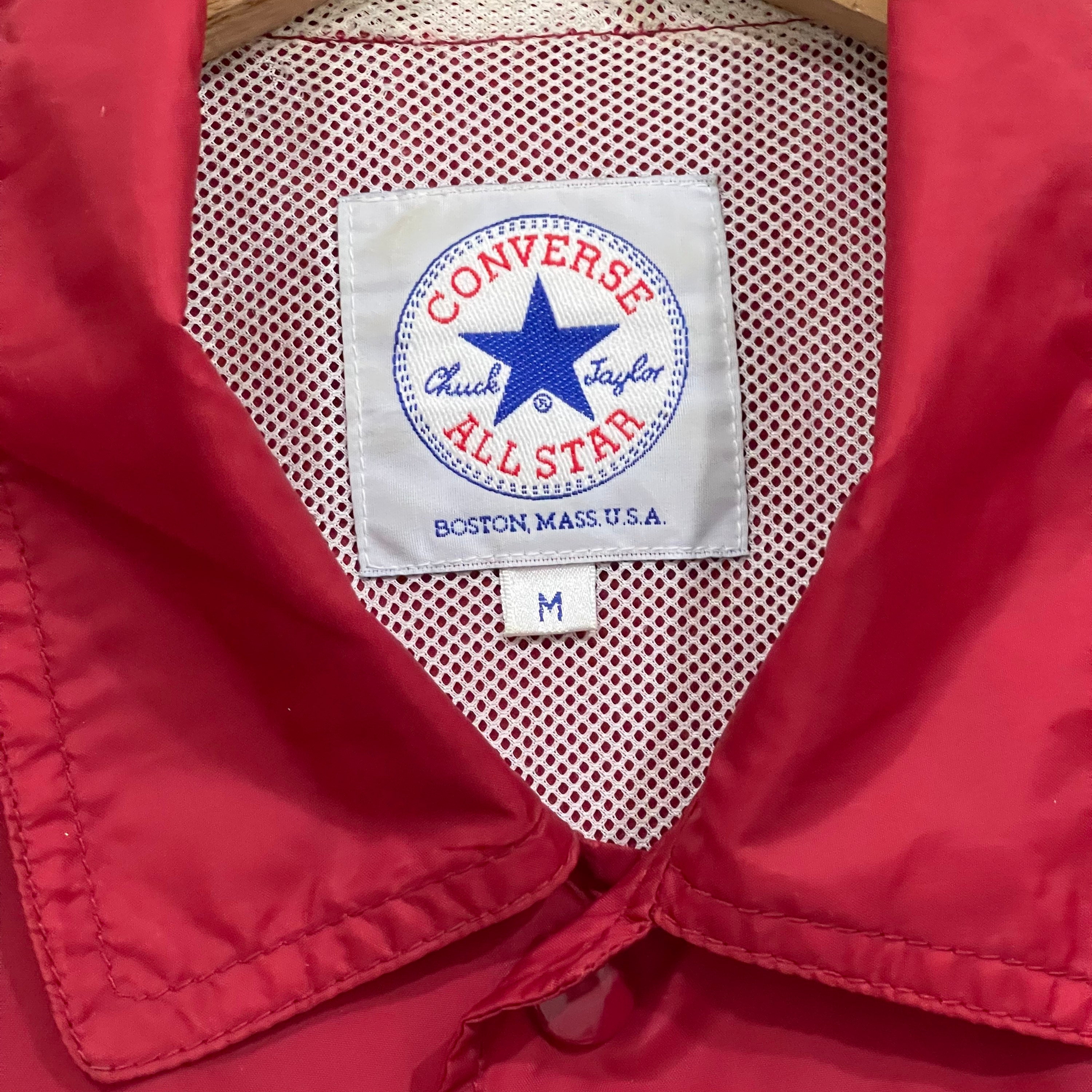 Vintage 90s Converse All Star Snap Button Windbreaker Coach Jacket 