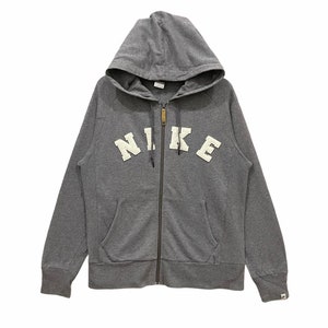 NIKE Zipper Hoodie Big Spell Out Embroidered Sweater Sweatshirt L Size