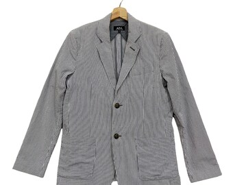 Vintage A.P.C Wool Blend Overcoat Made in France Navy Blue