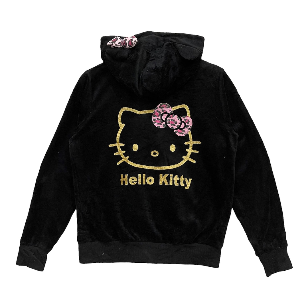 Vintage!! Hello Kitty Big Logo Velvet Hoodie Zipper Jacket - Etsy