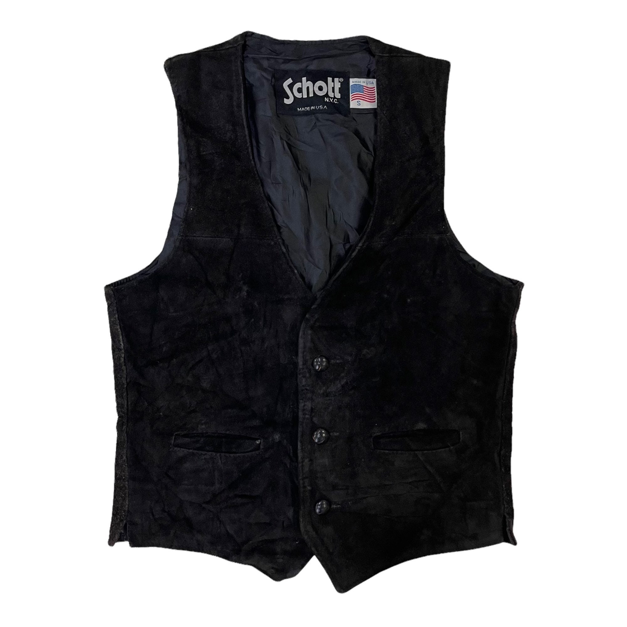 トップス Schott / 366V suede leather vest Vintage!! Schott Suede Leather Vest - Etsy