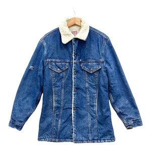 Seltene Vintage 80er Jahre Levi&#39;s San Francisco Made in USA Shearling Denim Jacke
