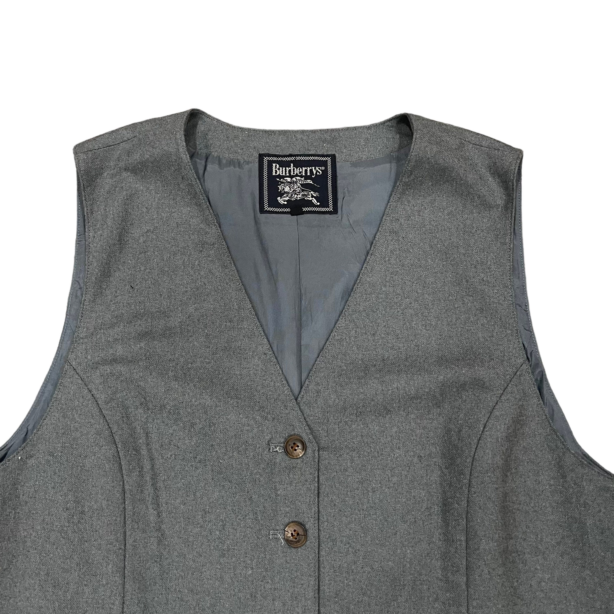 Vintage 90s Burberrys Burberry London Wool Button up Vest - Etsy