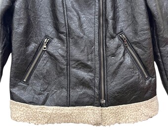Vintage!! Neo Leather X Uniqlo Sherpa Zipper Jacket - Etsy