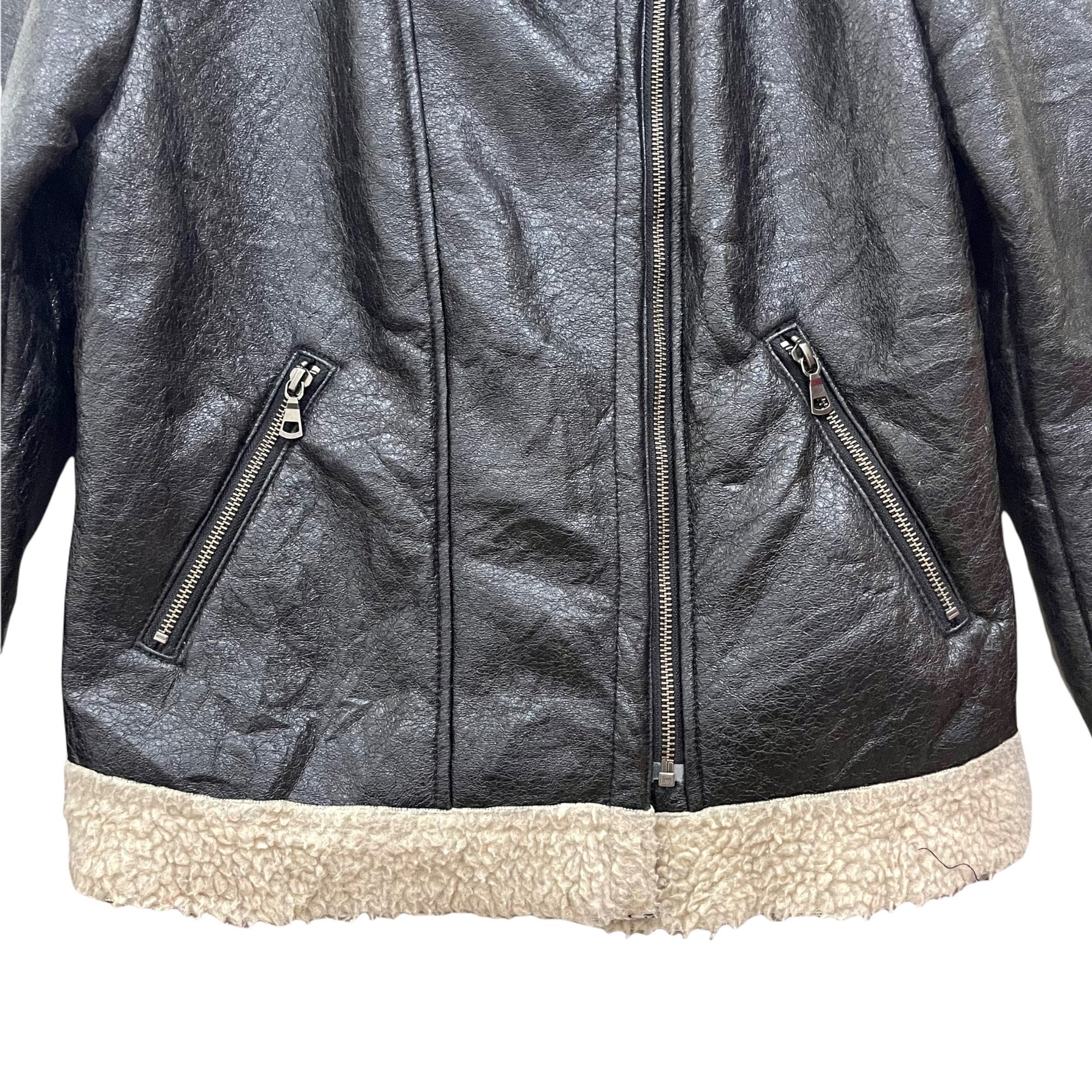 Vintage!! Neo Leather X Uniqlo Sherpa Zipper Jacket - Etsy Vintage!! Neo Leather X Uniqlo Sherpa Zipper Jacket - Etsy