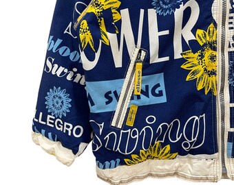 ellesse ひまわり刺繍 ネイビー ジャケット Rare Vintage 90s Ellesse Sunflower Perugia Italia Reversible