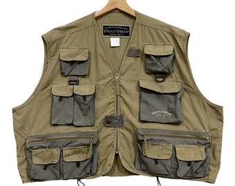 Vintage!! Field and Stream Multi Pocket Military Outdoor Fishing Zipper Vest