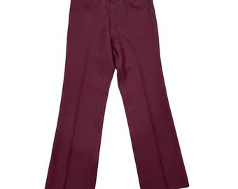 Vintage 80s Wrangler Sta Prest Bootcut Pants Maroon Colour W32-33