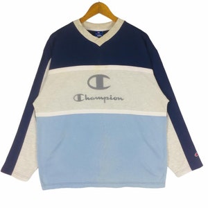 Vintage!! Champion Big Spell Out Big Logo V-neck Multicolour Sweater Sweatshirt