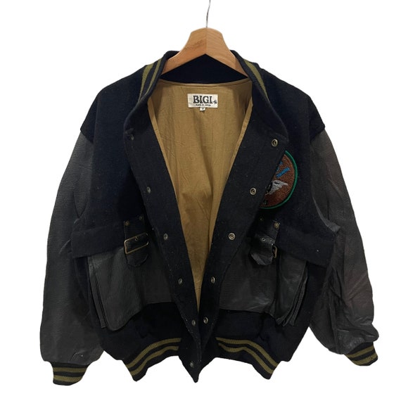 Vintage Japanese Brand BIGI Bondage Cargo Wool Leather Varsity Jacket Inspired by Issey Miyake Etsy Canada