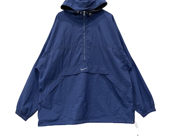 Vintage 90s Nike Anorak Small Centre Swoosh Half Zipper Hoodie Windbreaker Jacket