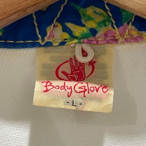 Sällsynt vintage 90-tals Body Glove Surf Style Spell Out Denim Trucker Jacket Button bild 9