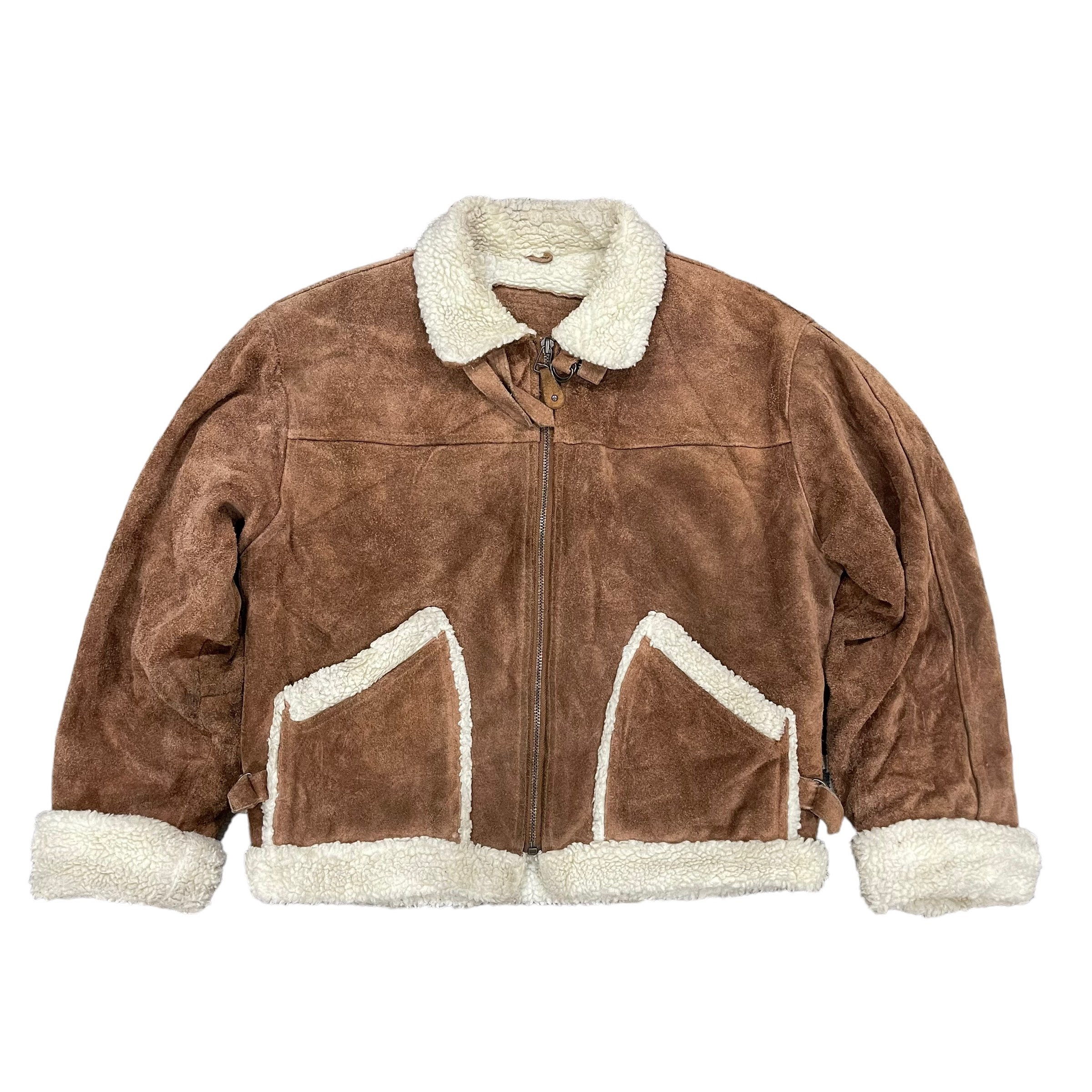 RARE Vintage B-3 Shearling Suede Leather Bomber Zipper Jacket - Etsy