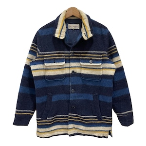 Vintage Native Navajo Hippies Aztec Design Double Chest Pocket Wool Button Jacket Shirt