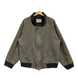 Vintage 90s Harris Tweed Wool Bomber Jacket - Etsy Vintage 90s Harris Tweed Wool Bomber Jacket - Etsy