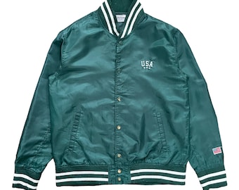 Chaqueta universitaria vintage de los años 90 con botones a presión de EE. UU.