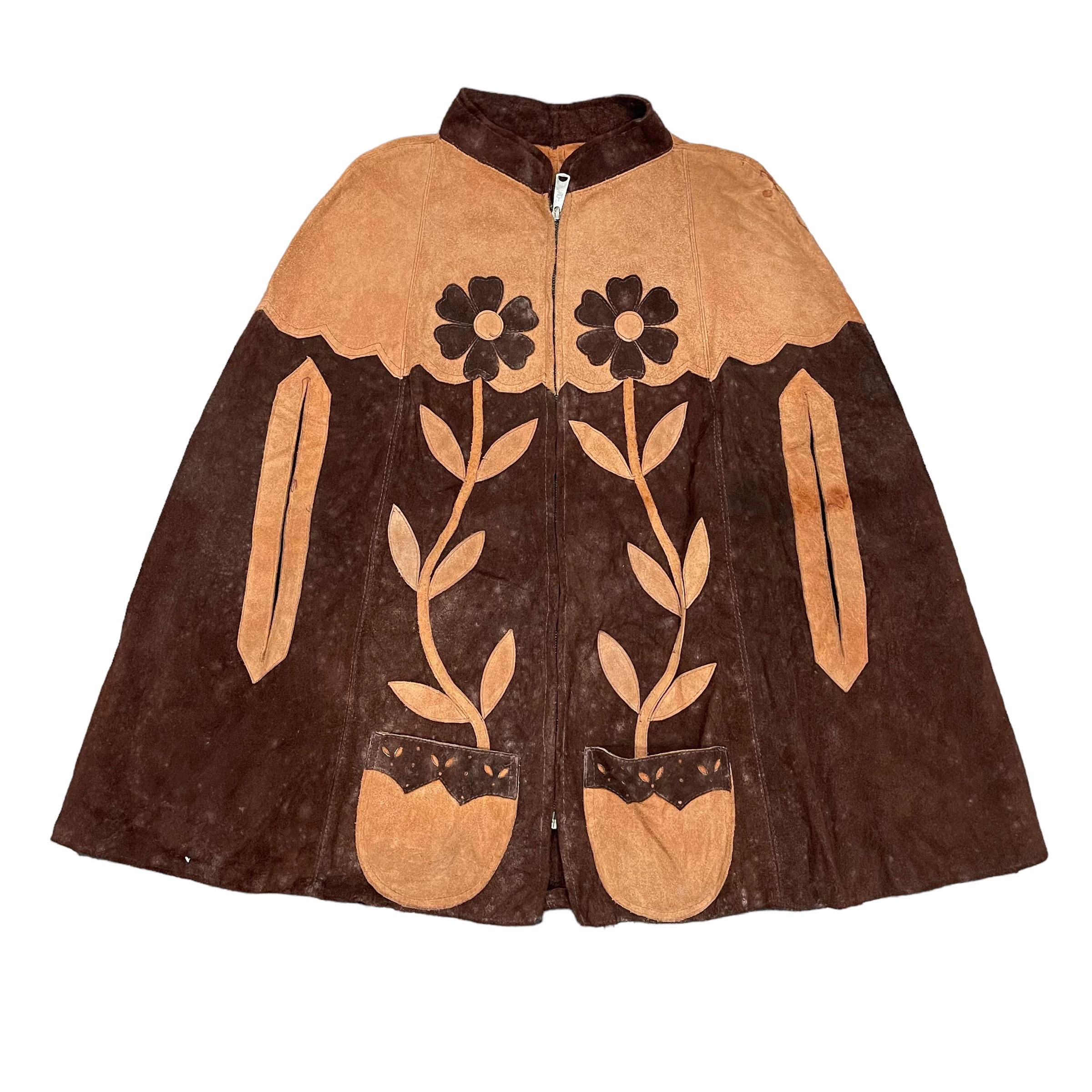 ジャケット・アウター vintage hand paint leather poncho ジャケット・アウター vintage hand paint leather poncho
