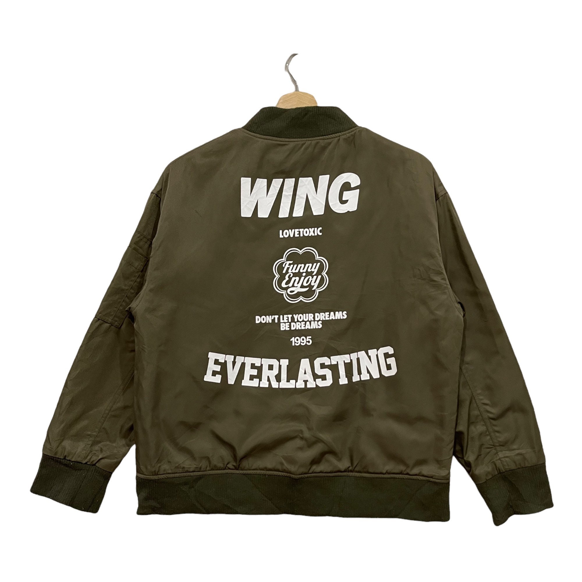 Japanese Brands Lovetoxic Green Army Military Style Patches Bomber