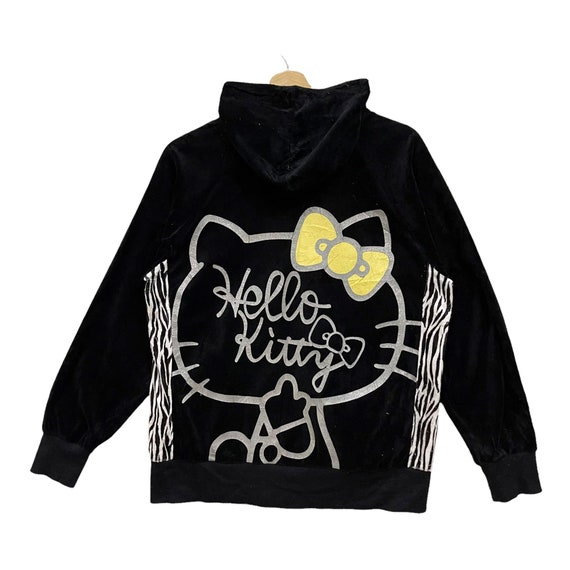 Vintage!! Hello Kitty Big Logo Velvet Hoodie Zipper Jacket - Etsy