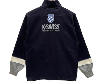 Vintage 90s K-Swiss Quarter Zipper Multicolour Sweater Sweatshirt