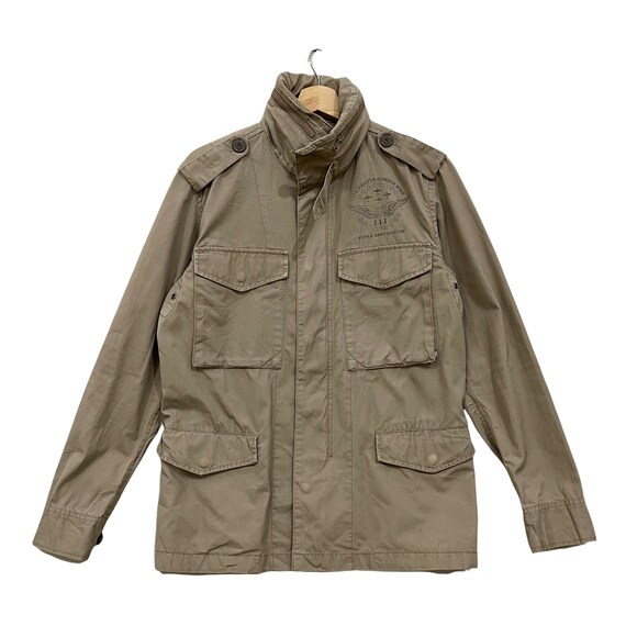 Vintage Avirex Army Aviator Snap Button Zipper Multipocket