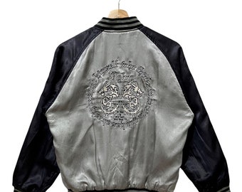 Vintage 90s Embroidery Dragon Tiger Sukajan Reversible Jacket