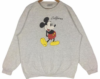 Sudadera vintage de cuello redondo de Mickey Mouse California de los años 80
