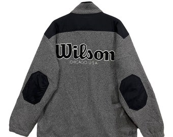 Vintage 90s Wilson Tennis Polartec Big Spell Out Big Logo Deep Pile Fleece Jacket
