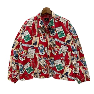 Rare!! Vintage 90s Full Print Golf Tournament Zipper Light Jacket