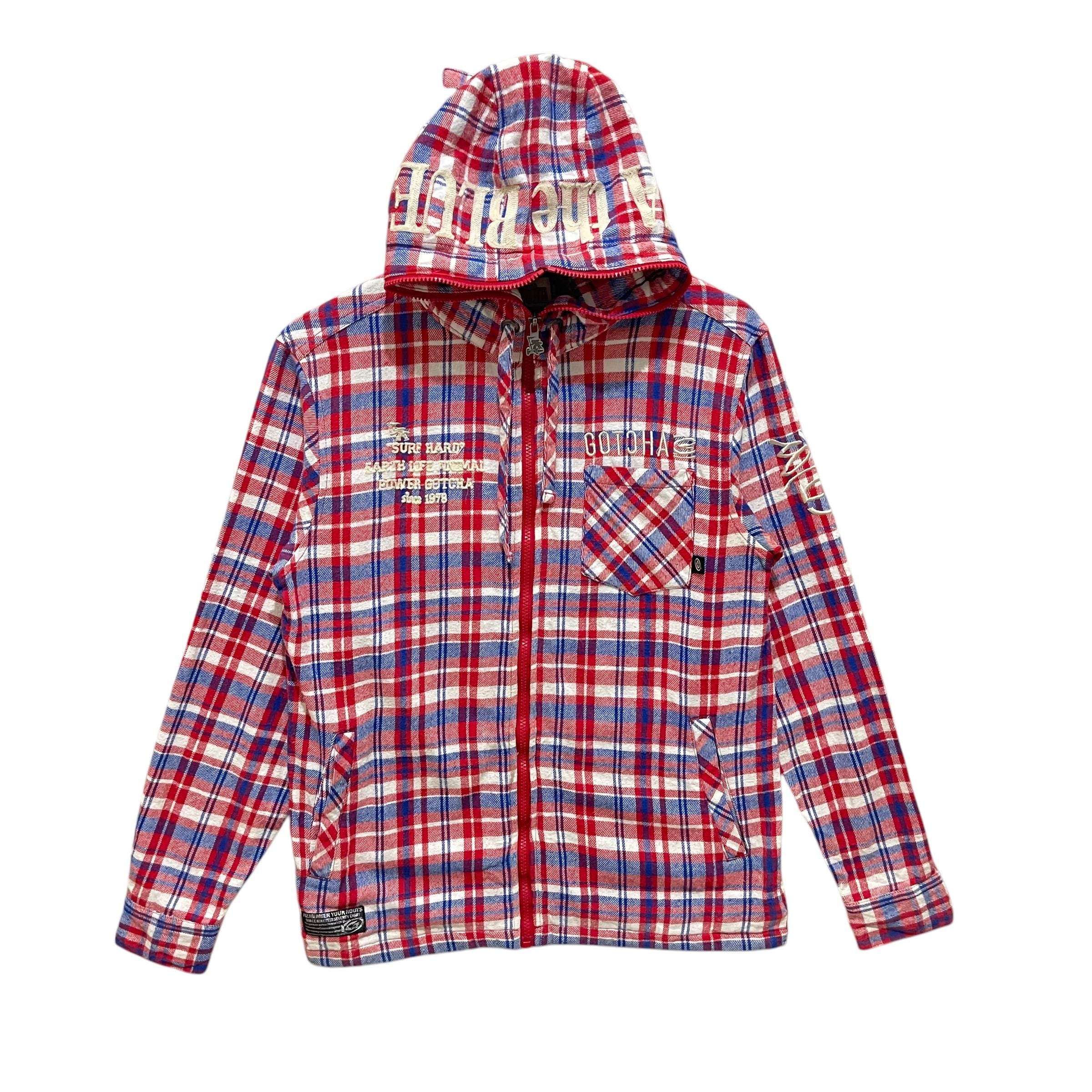 Vintage GOTCHA Surf Spell Out Embroidered Full Zipper Flannel 