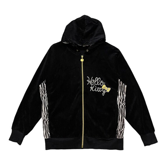 Vintage!! Hello Kitty Big Logo Velvet Hoodie Zipper Jacket - Etsy