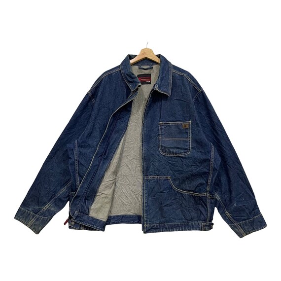 ジャケット・アウター vintage wrangler denim coverall ag Vintage Wrangler Flannel Blanket Lined Denim Jacket Made in