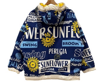 Rare Vintage 90s Ellesse Sunflower Perugia Italia Reversible