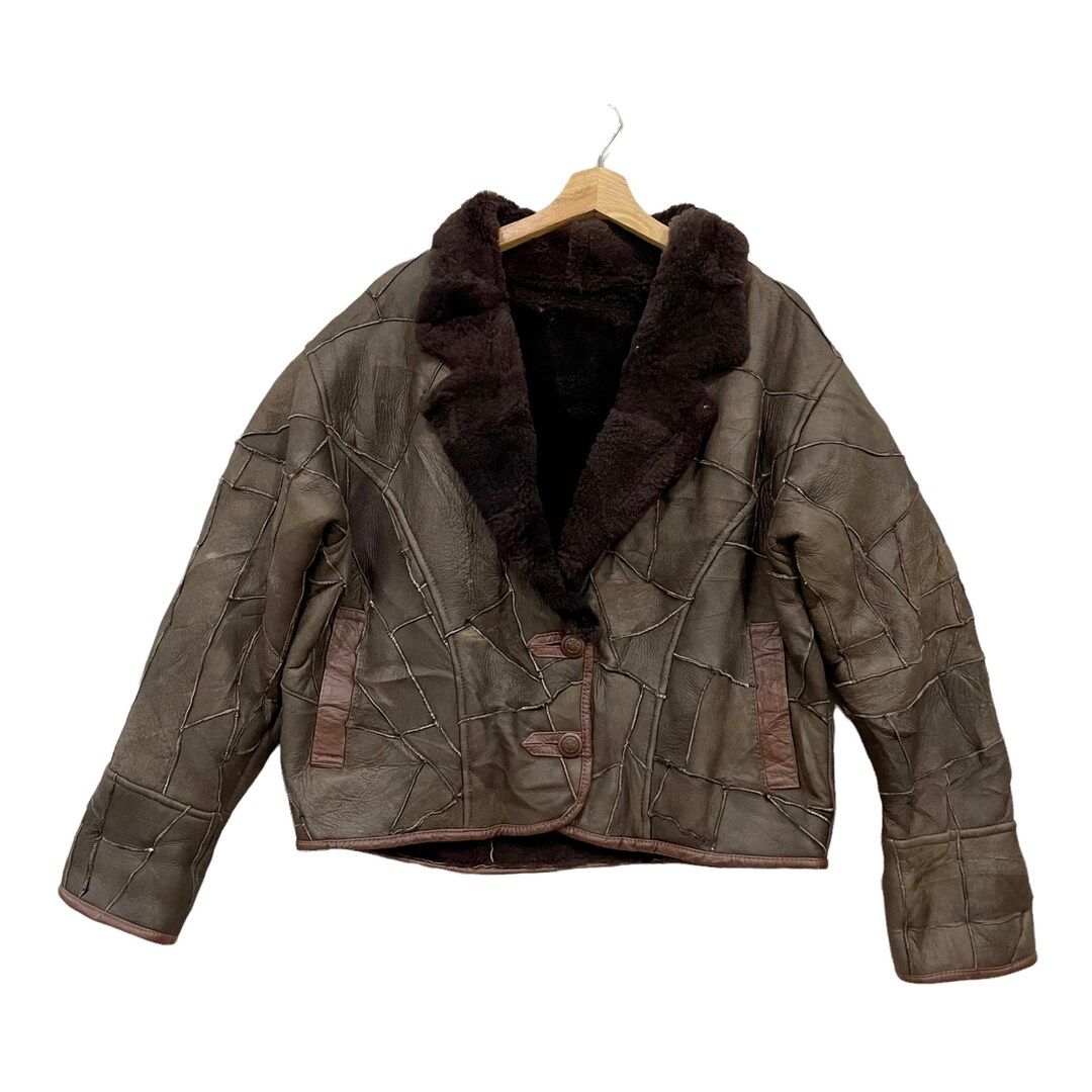 【U LAN】[Mink lining] Catch leather high neck half coat Leather Jacket with Mink Fur Lining