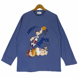 Vintage!! Popeye Big Spell Out Big Logo Sweater Sweatshirt Sportswear