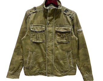 Vintage Y2K Abercrombie & Fitch Green Utility Bomber Jacket With