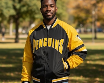 RARE!!Vintage 90s National Hockey League NHL Pittsburgh Penguins Bomber Jacket