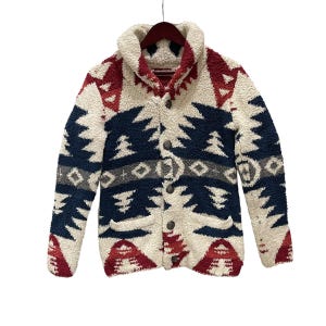 Vintage Native Navajo Hippies Aztec Design Button Up Knitted Jacket