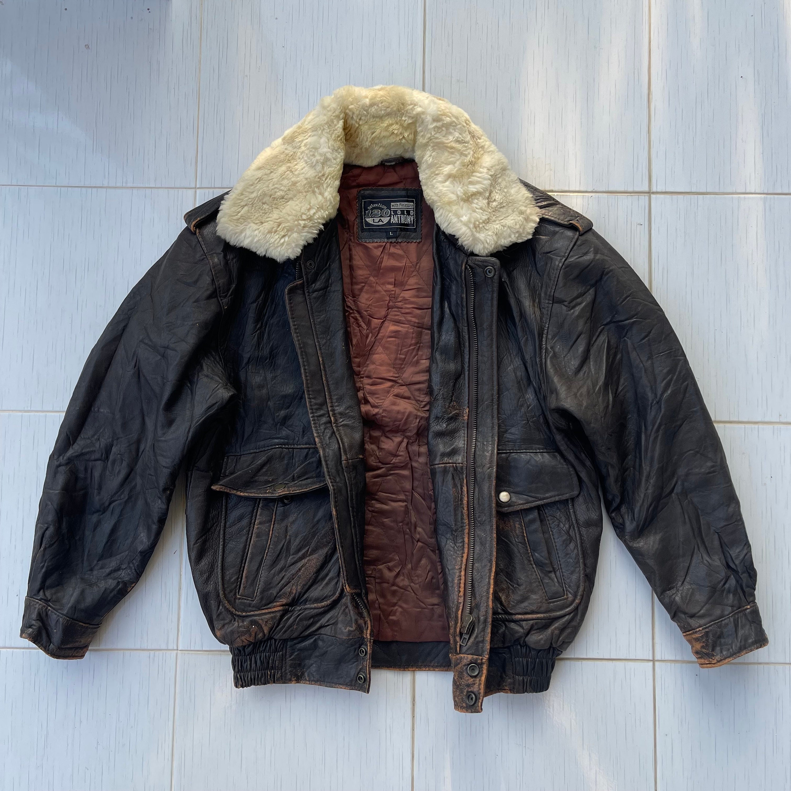 Rare Vintage 80s Genuine Leather Zipper Bomber Jacket - Etsy
