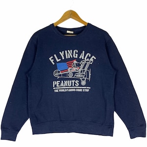 Vintage!! Peanuts Flying Ace The World Famous Comic Strip Sweater Sweatshirt