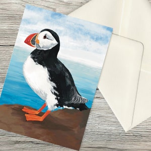 Cartão de felicitações Puffin A6 - cartão artesanal de papagaio-do-mar - presente de animal