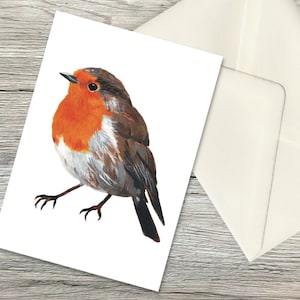 Cartão de felicitações feito à mão Robin A6