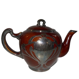 Vintage Lenox Art Nouveau Silver Overlay Treacle Teapot