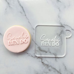 Custom name hen do, bachelorette retro font,Last rodeo party, Fondant icing biscuit debosser, wedding, engagement, for her/him, table gift